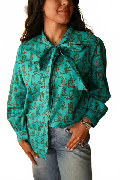 Layerz Clothing Sadie Button-down Top In Green In Multi