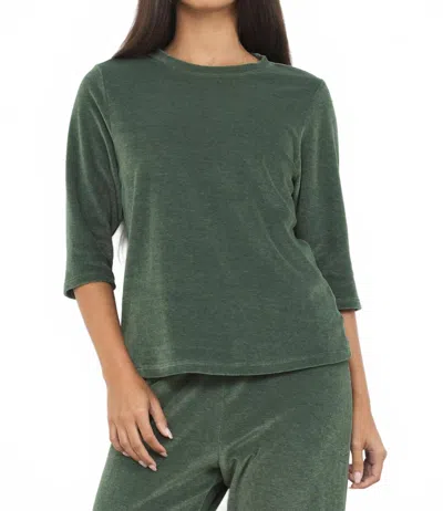 Lamade Santa Monica Velour Mitered Back Tee In Forrest Green In Green