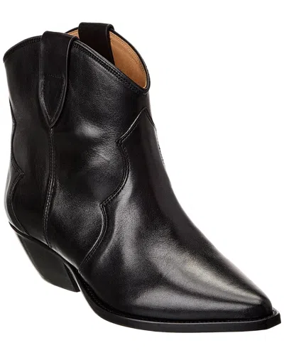 Isabel Marant Dewina Black Slip-on Ankle Boots With Low Block Heel In Leather Woman
