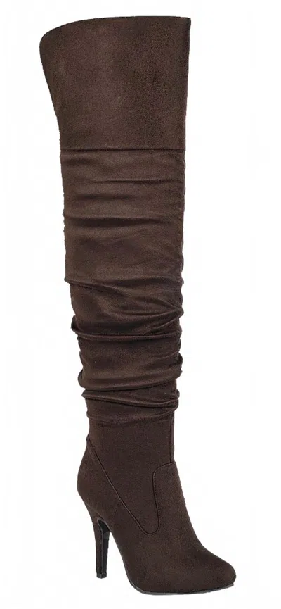 Surelymine Women's Unmatchable Pointy Slouchy Knee And Thigh High Boots In Brown In Brown