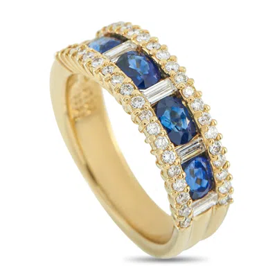 Lb Exclusive 18k Yellow Gold 0.59ct Diamond And Sapphire Ring Mf21-110625 In Gold