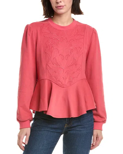 Fate Embossed Floral Peplum Sweatshirt In Pink