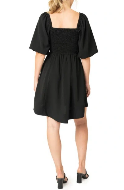 Gibsonlook Puff Sleeve Crepe Fit & Flare Dress In Black