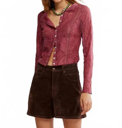 Free People Jae Knit Long Sleeve Top In Crushed Berry In Burgundy