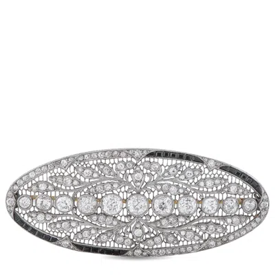 Lb Exclusive Platinum 7.85ct Diamond And Sapphire Brooch Mf35-110625 In Metallic