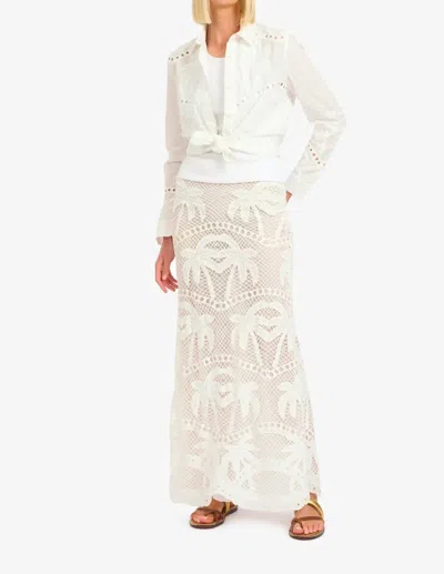 Le Superbe Bohemian Palm Ex Boyfriend Shirt Top In Chalk In White