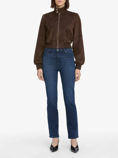 Frame Le Sleek Trick Straight Pants In Blue In Blue