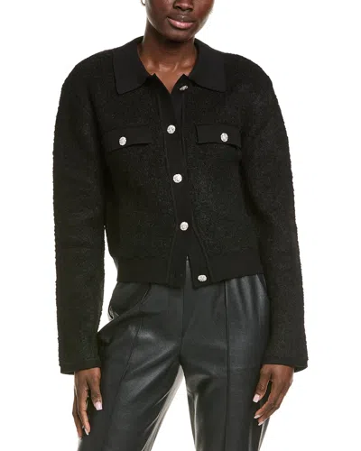 Endless Rose Collared Button-up Wool-blend Jacket In Black