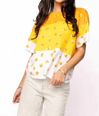Queen Of Sparkles Women's Colorblock Candy Top In Orange In Yellow