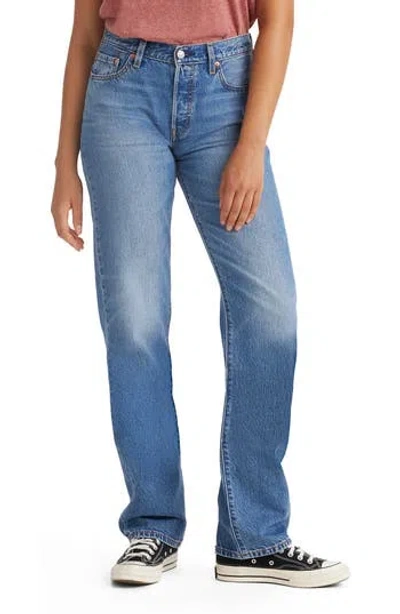Levi's 501 Curve High Rise Straight Jeans In Lucid Dream In Blue