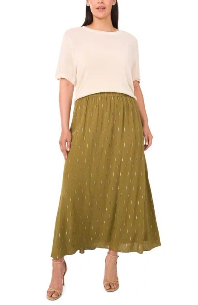 Halogen ® Metallic Accent Pull-on Midi Skirt In Green