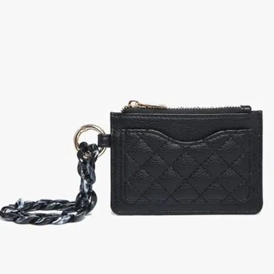 Jen & Co. Women's Rhodes Quilted Wallet With Wristlet Chain Bangle In Black In Black