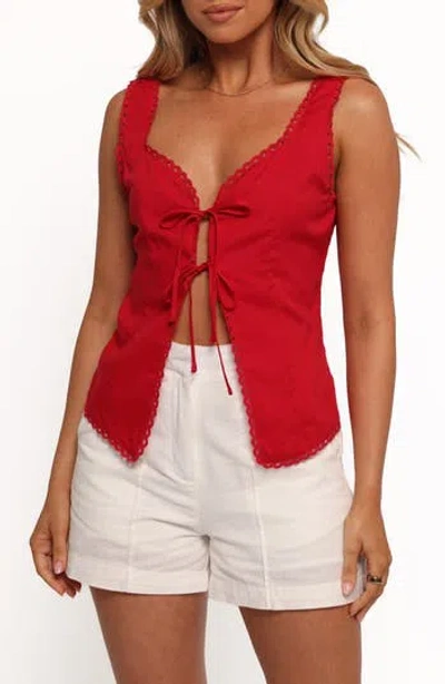 Petal And Pup Petal & Pup Renn Tie Front Sleeveless Top In Red