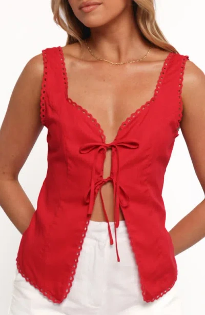 Petal And Pup Petal & Pup Renn Tie Front Sleeveless Top In Red