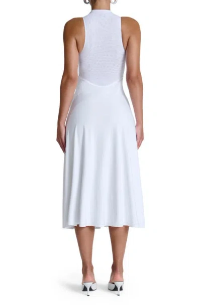 Naked Wardrobe Hourglass Sleeveless Sheer Bodice Midi Dress In White