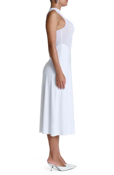Naked Wardrobe Hourglass Sleeveless Sheer Bodice Midi Dress In White