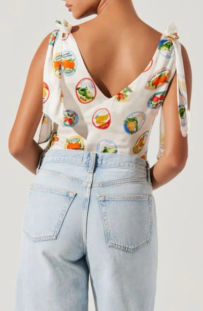 Astr Allexina Cowl Neckline Top In Ivory Fruit Cocktail In Multi