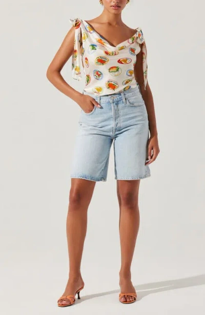 Astr Allexina Cowl Neckline Top In Ivory Fruit Cocktail In Multi