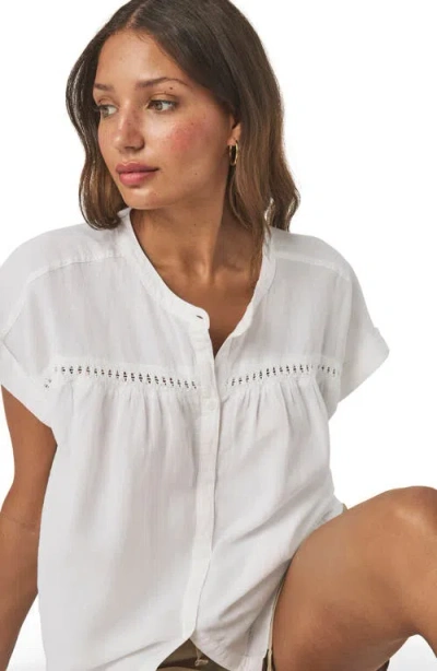 Splendid Catalina Short Sleeve Linen Blend Button-up Shirt In White