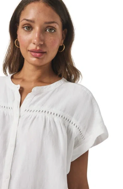 Splendid Catalina Short Sleeve Linen Blend Button-up Shirt In White