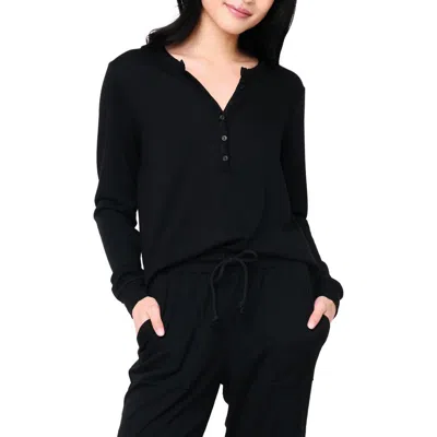 Gibsonlook Serene Mornings Henley Top In Black