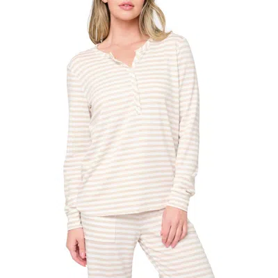 Gibsonlook Serene Mornings Stripe Print Henley Top In Neutral