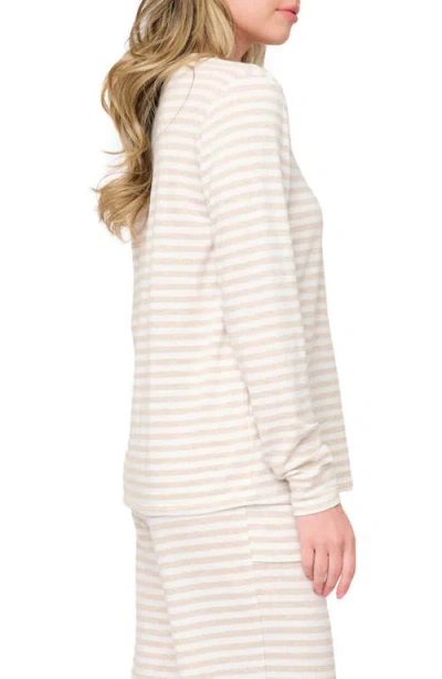 Gibsonlook Serene Mornings Stripe Print Henley Top In Neutral