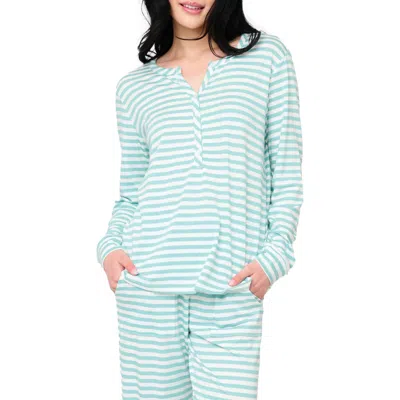 Gibsonlook Serene Mornings Stripe Print Henley Top In Blue