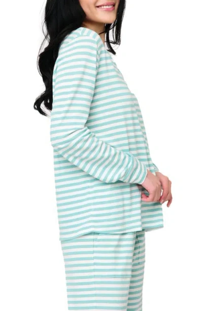 Gibsonlook Serene Mornings Stripe Print Henley Top In Blue