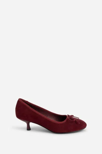 Intentionally Blank Women's Bina Suede Kitten Heel Shoes In Merlot In Red
