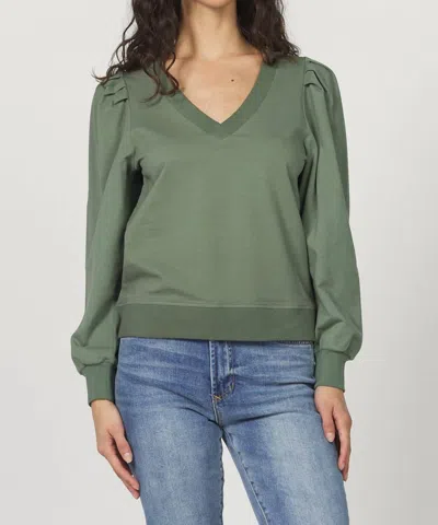 Another Love Sammi V-neck Sweatshirt In Slate Green In Orange