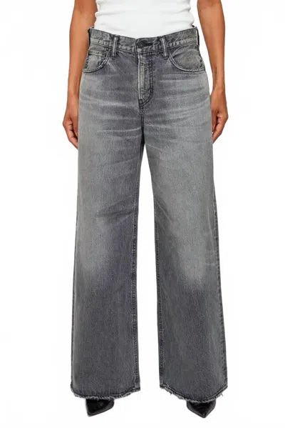 Moussy Elmont Super Wide Pants In Light Black In Gray