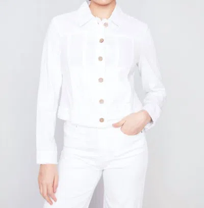 Charlie B Linen Blend Jacket In White In White