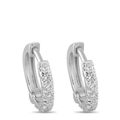 Lb Exclusive 18k White Gold 0.28ct Diamond Huggie Hoop Earrings Ps18-111925 In Metallic