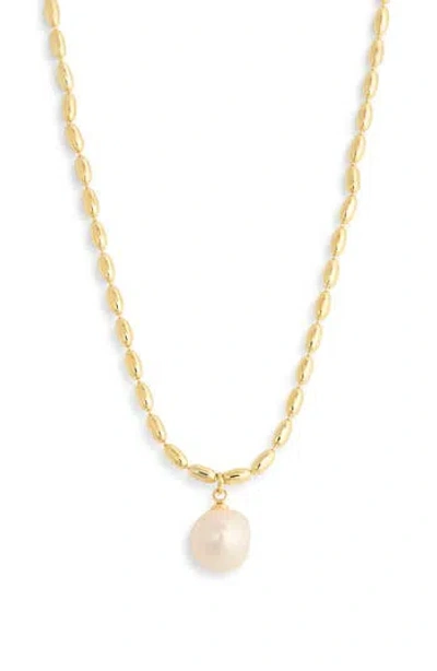 Nordstrom Rack Demi-fine Faux Pearl Pendant Necklace In Gold
