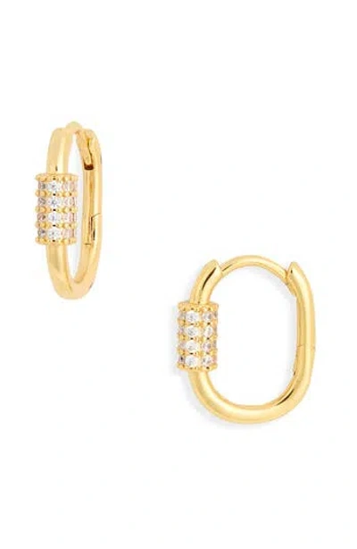 Nordstrom Rack Demi-fine Cubic Zirconia Carabiner Hoop Earrings In Gold