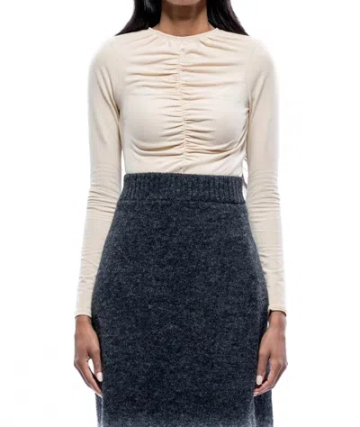 Toit Volant Totty Long Sleeve Top In Oyster In White