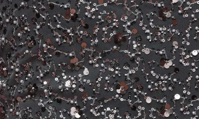 Avec Les Filles Sequin Mesh Side Slit Maxi Skirt In Gray