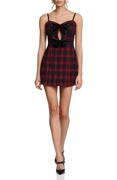 Avec Les Filles Double Bow Keyhole Minidress In Red