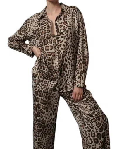 Aaron & Amber Animal Lover Button Down Shirt In Brown In Brown