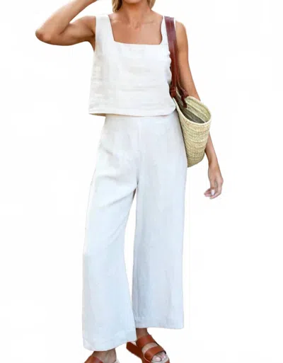 Emerson Fry Roma Wide Leg Pant In Natural Linen In White