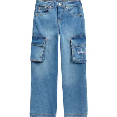 True Religion Kids' Leila Wide Leg Cargo Jeans In Blue