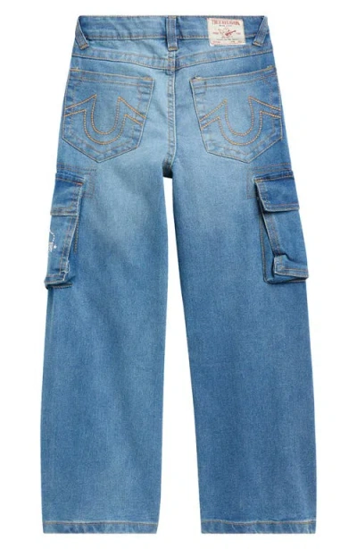 True Religion Kids' Leila Wide Leg Cargo Jeans In Blue