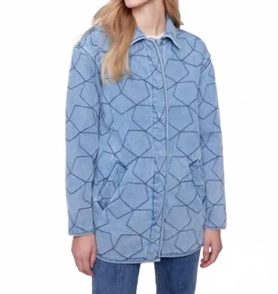 Charlie B Star Quilted Denim Jacket In Light Blue In Blue