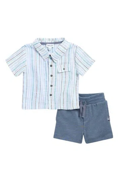 Splendid Hang Ten Short Sleeve Button-up Shirt & Shorts Set In Multi