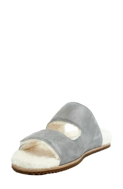 Revitalign Amelia Faux Fur Lined Slide Slipper In Gray