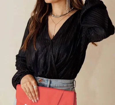 Dress Forum Metallic Glam Bodysuit In Black In Black