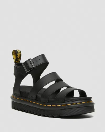 Dr. Martens Blaire 24235001 Sandals Women Black Hydro Leather Platform Gal1116 In Black