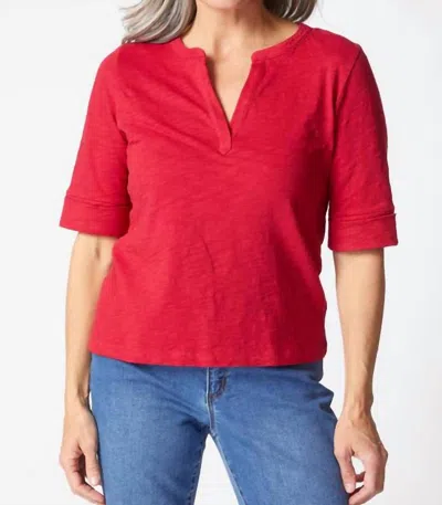 Habitat Split Neck Tee In Ruby In Red