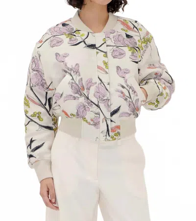 Stine Goya Woven Jacquard Crop Dropped Shoulder Bomber Jacket In Mimosa In Neutral